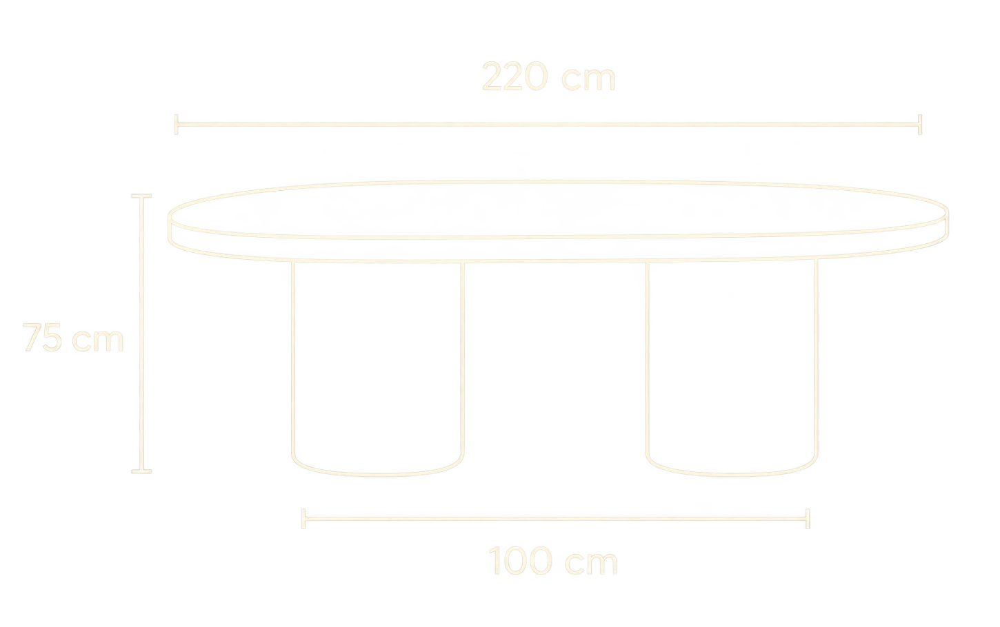 Drawing showing the proportions of a table