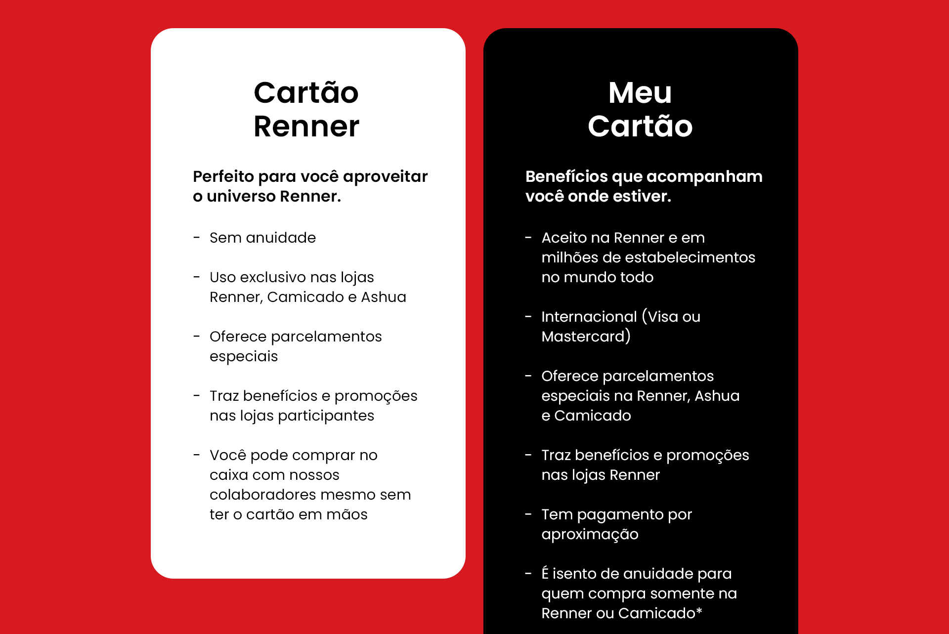 Aproveite as vantagens dos Cartoes Renner